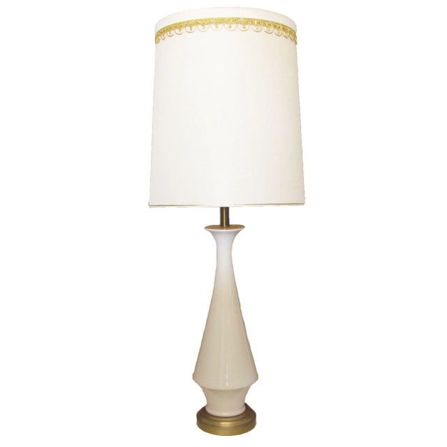 Mid 20th Century Tall Midcentury Lamp w/ Shade For Sale - Image 5 of 5