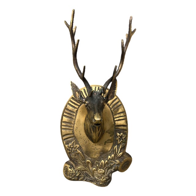 Rustic Brass Deer Wall Hook, 2000s For Sale