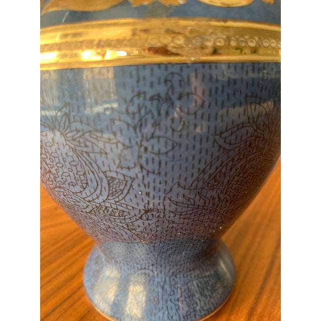 1980s Japanese Satsuma Style Ginger Jar in Cobalt Blue With Neoclassical Gilt Detail For Sale - Image 9 of 9