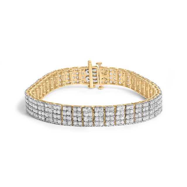 A river of light with sculptural poise, this wide four-row tennis bracelet wraps the wrist in a confident blaze. Round...