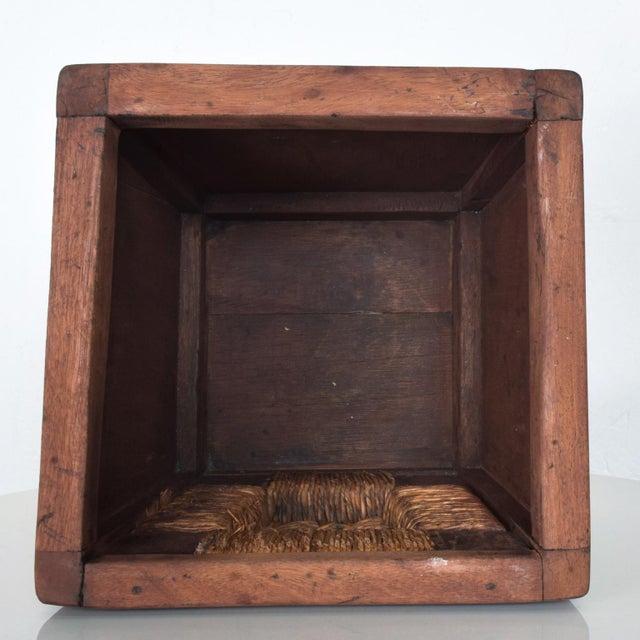 Michael Van Beuren Waste Basket Planter Seagrass Mahogany Wood Mexico