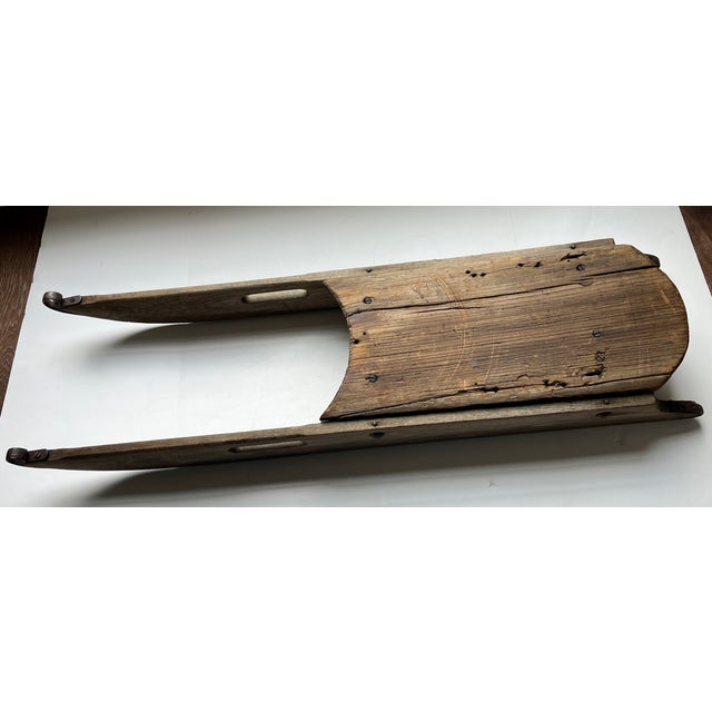 Antique Early 1900s Handcrafted Primitive Wood Sled For Sale - Image 4 of 12