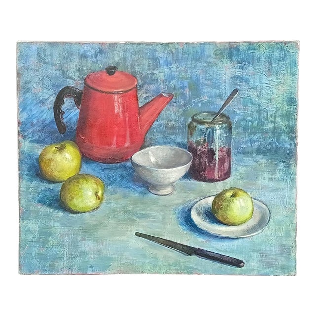 Old French Original Oil Painting 1960 For Sale