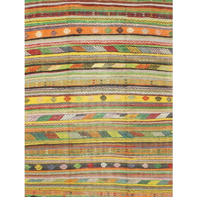 Vintage Turkish Kilim Rug with Colorful Stripe and Diamond Motif Designs. Keivan Woven Arts / rug /TU-NED-105, country of...