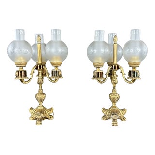 20th Century Three-Light Bronze Candelabra, Set of 2 For Sale