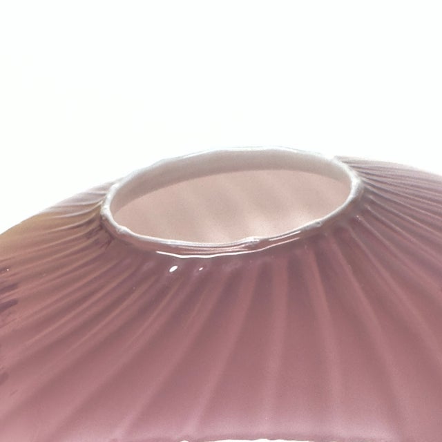 Oversized Striped Swirl Mauve-on-Mauve Glass Vase For Sale - Image 10 of 12