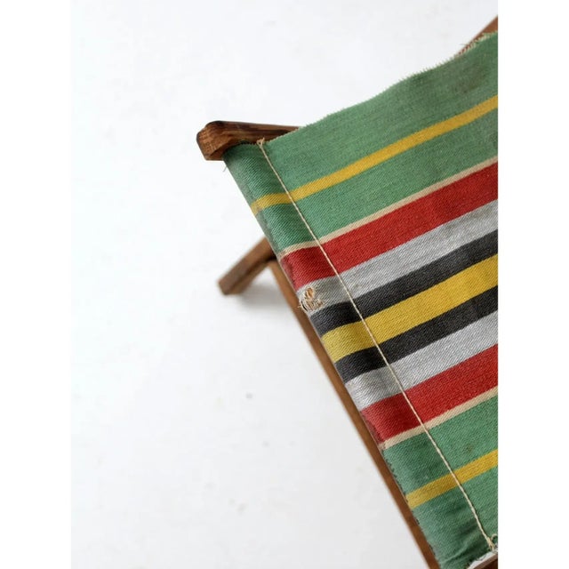 Vintage Kid's Stripe Canvas Folding Chair For Sale - Image 11 of 11