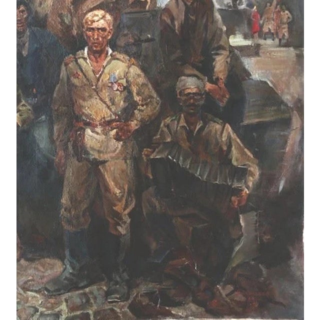 1970s 1970s Army Oil Painting: Great Patriotic War, Socialist Realism Art For Sale - Image 5 of 6