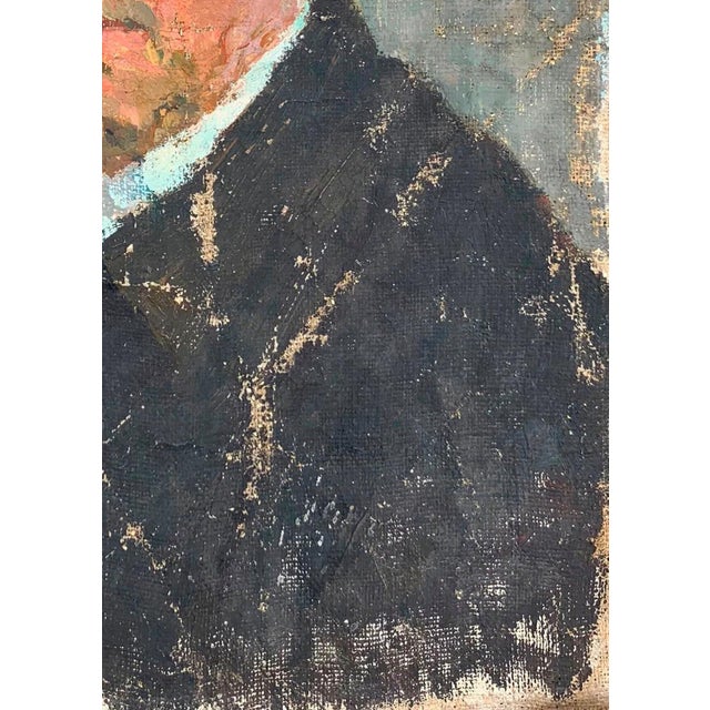 Portrait Man Antique Oil Painting Original Soviet Art Ukrainian Artist Sokolovsky G. 47-34 1960s For Sale - Image 6 of 6