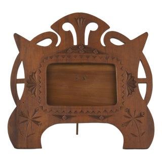 Art Nouveau Folk Art Hand-Carved Wooden Picture Frame, 1890s For Sale