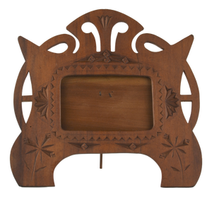 Art Nouveau Folk Art Hand-Carved Wooden Picture Frame, 1890s