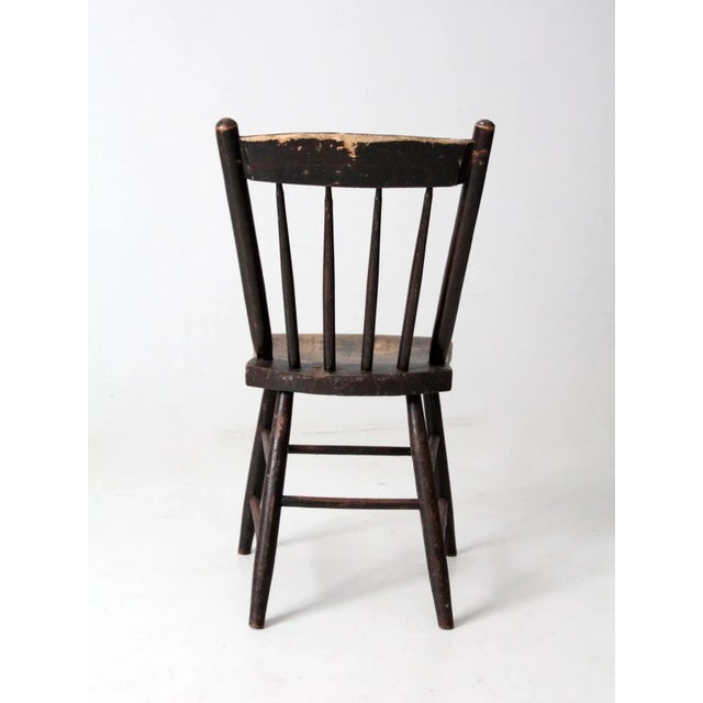 Wood Antique Floral Painted Plank Seat Chair For Sale - Image 7 of 12