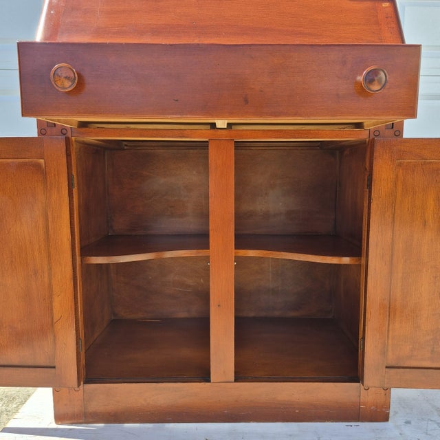 Circa 1930s Rustic Farmhouse Maple Cupboard Cabinet W/ Slant Front Desk For Sale In Washington DC - Image 6 of 14