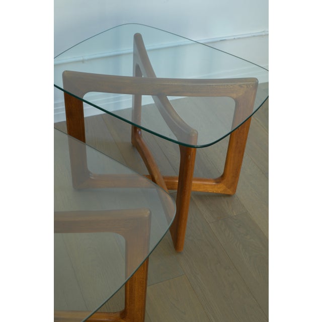 Attributed to Adrian Pearsall Walnut & Glass Top Side Tables, Pair, 1970s For Sale - Image 10 of 11