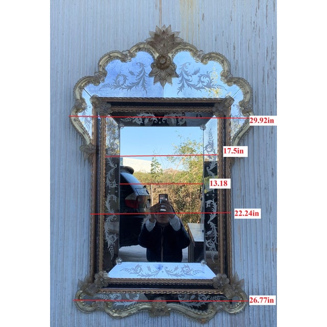 Silver 18th Century Crest Top Venetian Rectangular Mirror, Handmade and Hand Silvered For Sale - Image 8 of 8