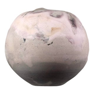 Vintage Large Modernist Anagama Fired Pink Seed Pot-Style Vessel by Jeffrey Zigulis (American, B. 1954), Signed (1983) For Sale