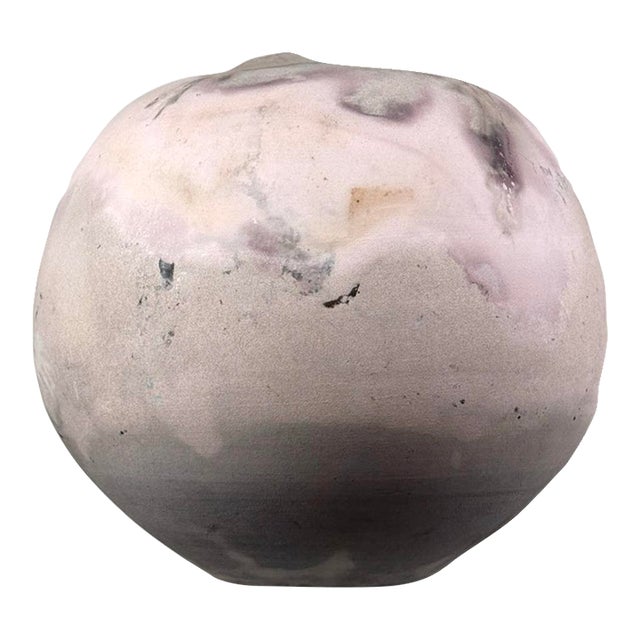 Vintage Large Modernist Anagama Fired Pink Seed Pot-Style Vessel by Jeffrey Zigulis (American, B. 1954), Signed (1983) For Sale