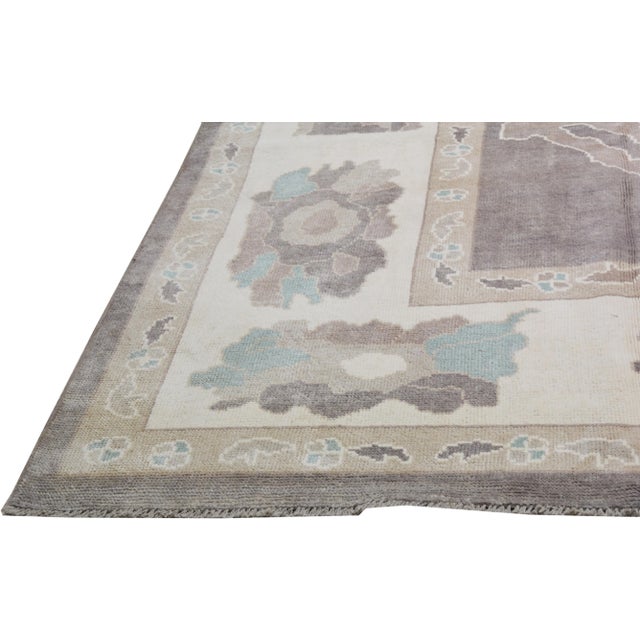 1990s 1990s Turkish Oushak Hand Knotted Rug With Organic Wool and Soft Texture,10'6"X14'6" For Sale - Image 5 of 7