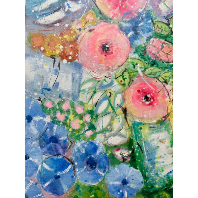 2020s Modern Abstract Floral Painting on Canvas, 20 X 24, Unstretched, by Youn Cho For Sale - Image 5 of 6