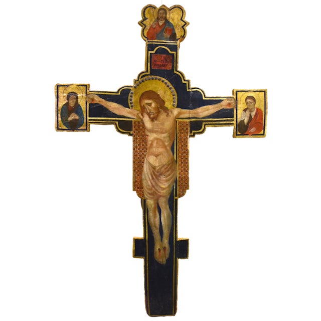 Religious Artist, 14th Century Style Crucifix, Tempera on Panel For Sale - Image 16 of 16