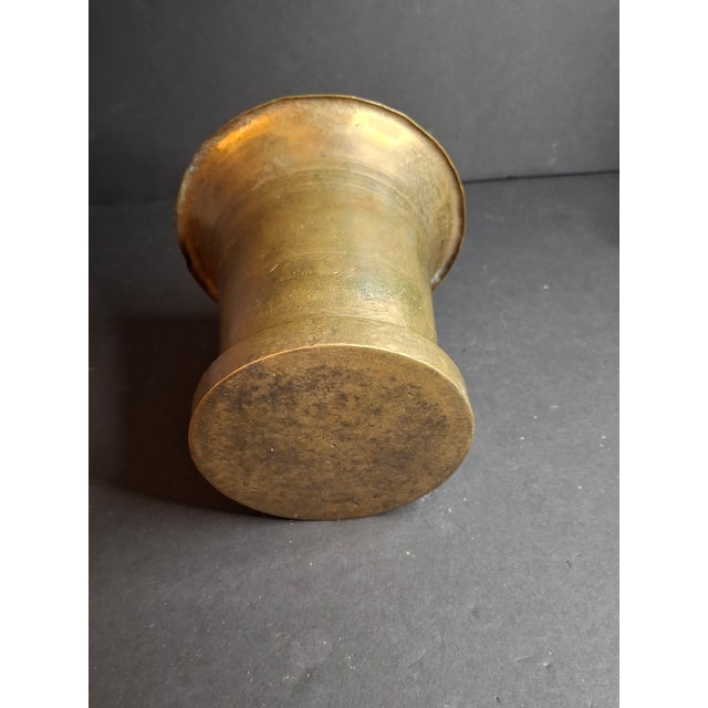 Antique 17th/18th C. Heavy Cast Bell Metal Brass Mortar & Pestle, J. Greenstein Provenance Judaica For Sale - Image 14 of 18