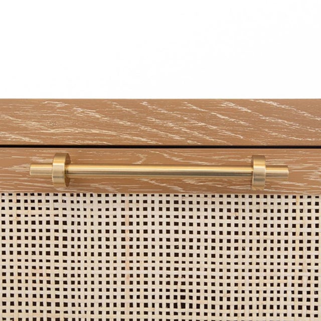 Wood Matthew Izzo Home Carla Cerused Oak, Caned Six Drawer Chest of Drawers With Brass Hardware For Sale - Image 7 of 8