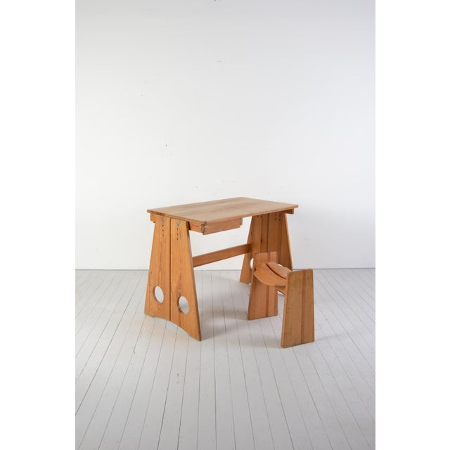 Vintage Swedish Desk and Stool by Gilbert Maklund, 1960s, Set of 2, in Very Good conditions. Designed 1960 to 1969 I have...