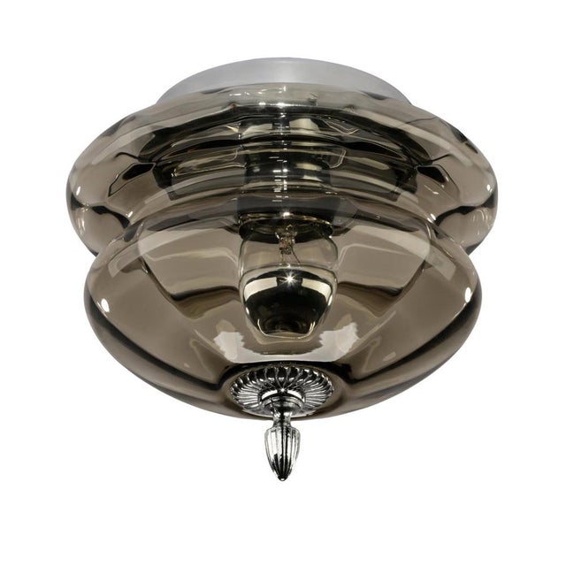 Mid-Century Modern Round Ceiling Lamp in Smoked Glass and Chrome from Hillebrand, Germany, 1960s For Sale - Image 9 of 9
