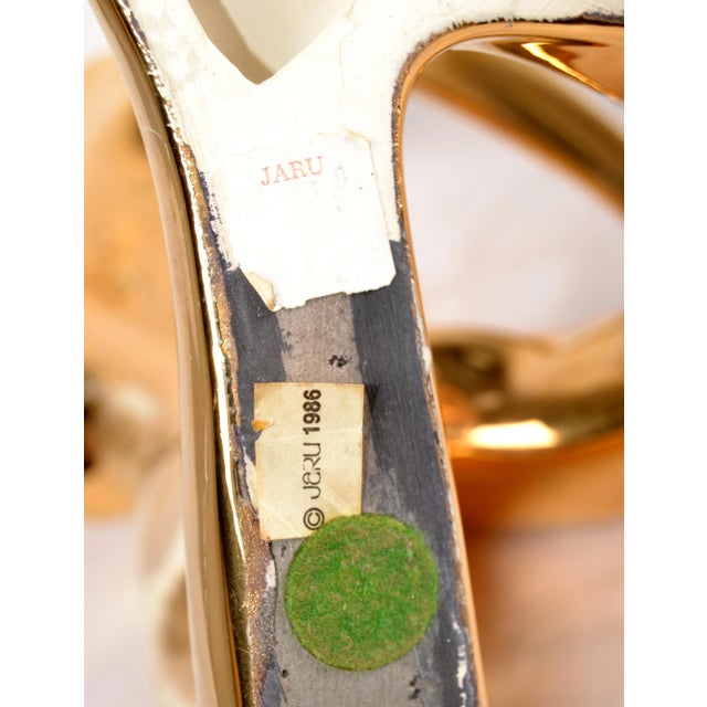 1986 Bohemian Jaru Cubist Nude Ceramic Woman Sculpture Distressed Gold Finish For Sale - Image 13 of 14