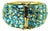 Bochic “Capri” Vintage Natural Blue Topaz Cuff Set In 18K Gold & Silver For Sale
