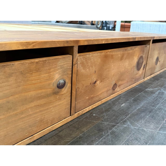 Brown Eastern King Size Custom Six Drawer Platform Bed For Sale - Image 8 of 12