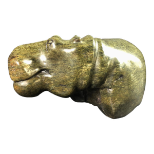 Mid 20th Century Carved Green Marble Hippo Sculpture
