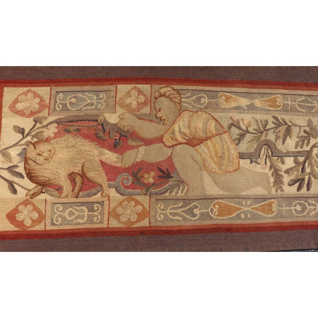 Antique French Table Runner very fine Tapestry, Tapestry Keivan Woven Arts rug# 13-0909. size : 1'1" x 6'3" This...