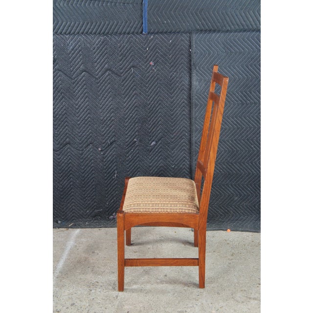 6 Stickley Mission Arts & Crafts Quartersawn Oak Harvey Ellis Dining Chairs For Sale - Image 11 of 15