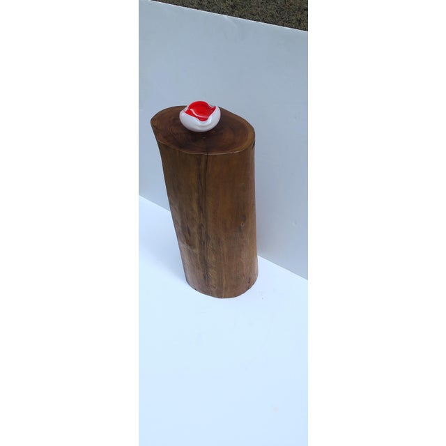 Pedestal Side Drinks Table, Natural Wood Trunk, Organic Modern Style For Sale - Image 10 of 16
