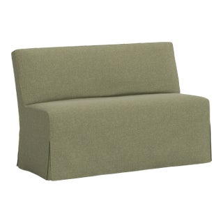 Stoffer Home x Cloth & Company Lindy Slipcover Dining Banquette in Textured Linen Laurel For Sale