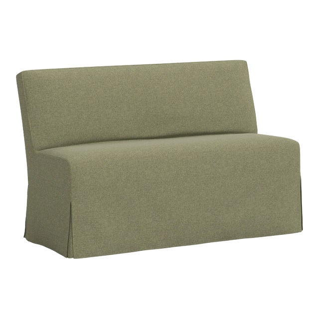 Stoffer Home x Cloth & Company Lindy Slipcover Dining Banquette in Textured Linen Laurel For Sale