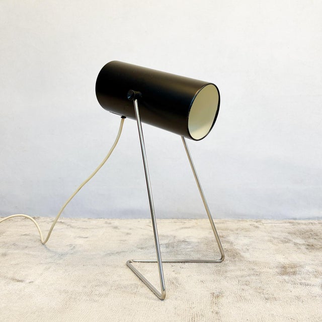 British Black Enamelled Steel Table and Wall Lamp by John Brown for Plus Lighting, 1960s For Sale - Image 4 of 10