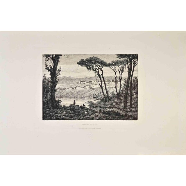 Dans les Abruzzes is a black and white etching realized by Alexandre Segé (1819-1885) in 1870s. Titled in the lower. Image...