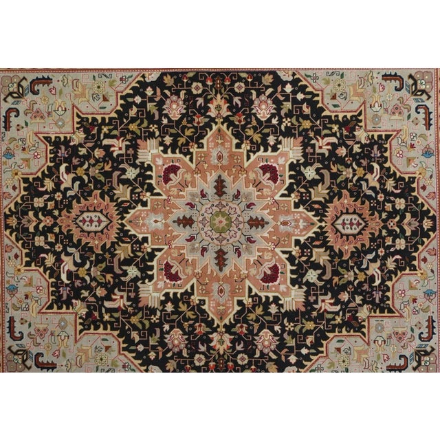 Traditional Extremely Fine Persian Tabriz Wool & Silk Rug 5'0" X 6'0" For Sale - Image 3 of 10