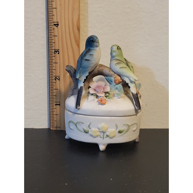 Lefton Bisque Porcelain Parakeet Trinket Box For Sale - Image 13 of 14