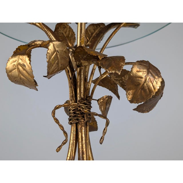 Metal Mid-Century Modern Gilt Metal Floral Rose Side Table, 1970s For Sale - Image 7 of 18