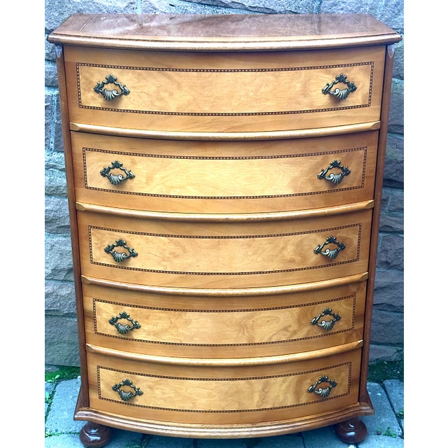 1970s Inlaid Wood Chest of 5 Drawers, 1970s For Sale - Image 5 of 10
