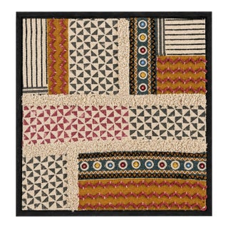 Boho Mosaic Block Printed Embroidered Wall Frame For Sale