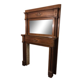 Victorian Tiger Oak Fireplace Mantle With Mirror For Sale