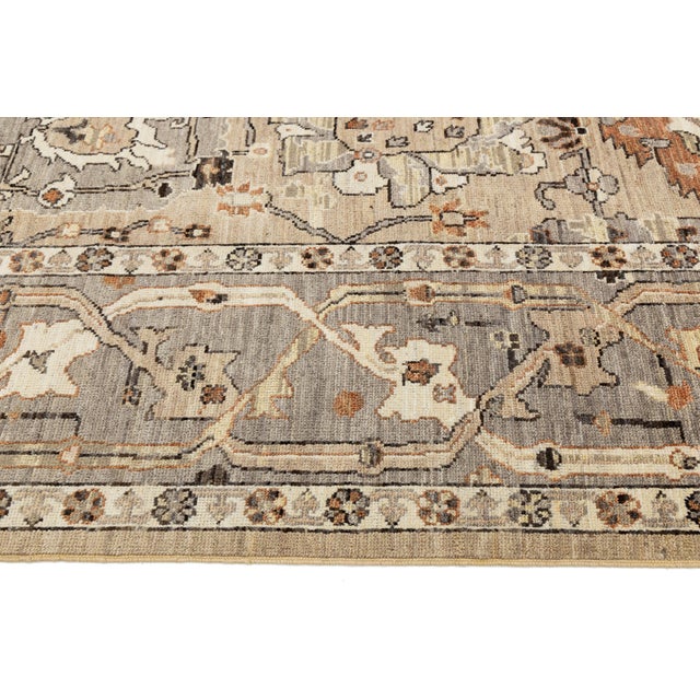 Modern Oushak Style Hand-Knotted Wool Rug in Neutral Beige, Grey and Terracotta For Sale - Image 4 of 12