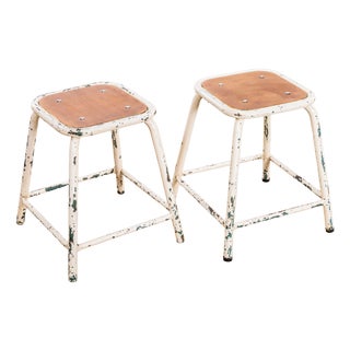 Low Stacking Stools in White from Mullca, 1960s, Set of 2 For Sale