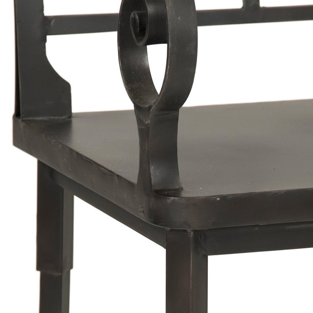Ranier Circle Arch Iron Bench, Antique Black For Sale - Image 4 of 5