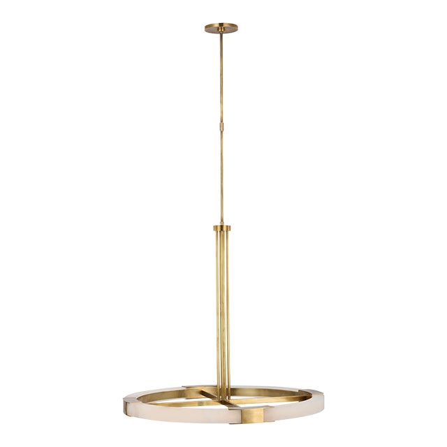 Kelly Wearstler for Visual Comfort Signature Covet Large Ring Chandelier in Antique-Burnished Brass & Alabaster For Sale