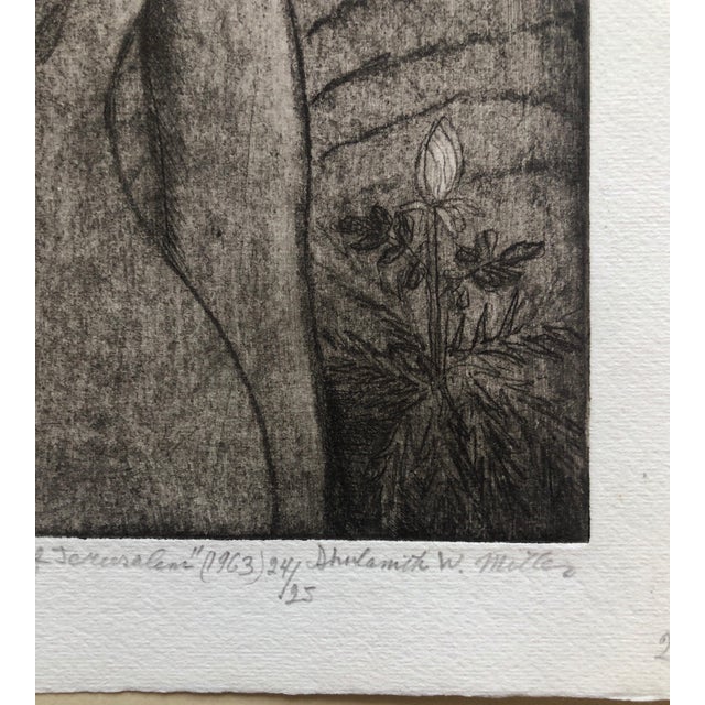 Shulamith Wittenberg Miller, Modernist "I Am Black But Comely" Etching Israeli Judaica Bezalel School Woman, 1963 For Sale - Image 4 of 7